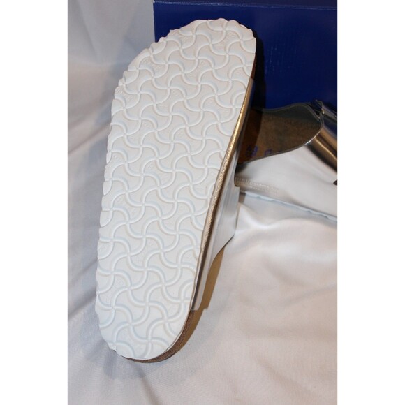 Birkenstock Women's Arizona Buckle Narrow Fit Birko Flor Sandals SILVER - Picture 7 of 7